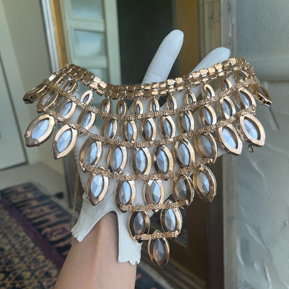 Vintage collar crystal necklace with gold clasp and adjustable length - Picture 12 of 16
